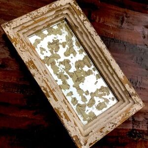 Unique Large Mirrored Vanity Perfume Tray Rustic Shabby Decoupage